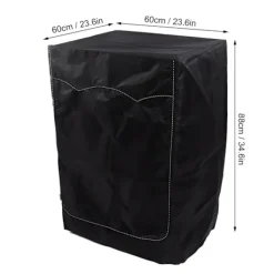 Tvättmaskiner-Tvättmaskinsöverdrag Tvättmaskinstorktumlare Överdrag Passar De Flesta Frontmatade Vattentätt Solskydd Dammskydd Allvädersskydd Svart