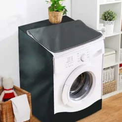 Tvättmaskiner-Tvättmaskinsöverdrag Tvättmaskinstorktumlare Överdrag Passar De Flesta Frontmatade Vattentätt Solskydd Dammskydd Allvädersskydd Svart