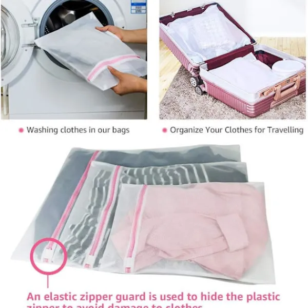 Tvättillbehör-*Tvättpåsar i nättyg för tvätt - 5-pack (1XL+2L+2M) Återanvändning*