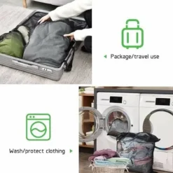 Tvättillbehör--Tvättpåse Tvättmaskin Set med 2 Mesh Tvättpåse Tvättpåsar med dragkedja Tvättpåse XL Stor storlek för ömtåliga blusar skjortor (60x60cm, svart)