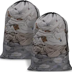 Tvättillbehör-Tvättpåse Tvättpåse Stor för Tvättmaskin Tvättpåse för BH, Underkläder, Strumpor, Strumpbyxor, Strumpor och Babykläder 60 x 90 cm (2-pack Svart)