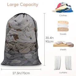 Tvättillbehör-Tvättpåse Tvättpåse Stor för Tvättmaskin Tvättpåse för BH, Underkläder, Strumpor, Strumpbyxor, Strumpor och Babykläder 60 x 90 cm (2-pack Svart)