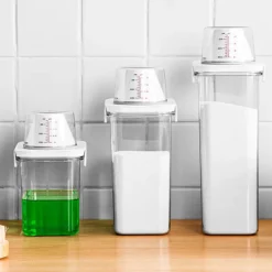 LBSS Tvättillbehör-Tvättpulver förvaringstank Tätning Tvättpulver dispenser med handtag