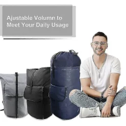 Tvättillbehör-Tvättsäck Extra Stor 115 Liter Svart Tvättryggsäck med Vadderade Axelremmar