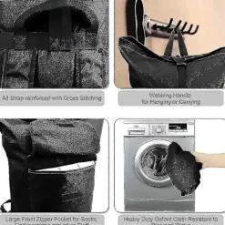 Tvättillbehör-Tvättsäck Extra Stor 115 Liter Svart Tvättryggsäck med Vadderade Axelremmar