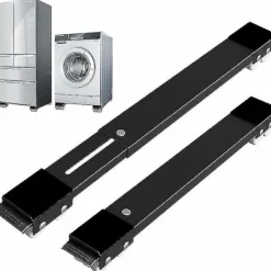 Tvättmaskiner-Tvättutrustningsbas med broms, justerbar mobil bas för tvättmaskin, torktumlare, kylskåp, belastning 300 kg, svart