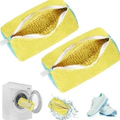Tvättillbehör-Tvättväska för sneakers, 2-pack tvättpåsar med dragkedja, skotvättpåse, tvättväska för sneakers för tvättmaskin