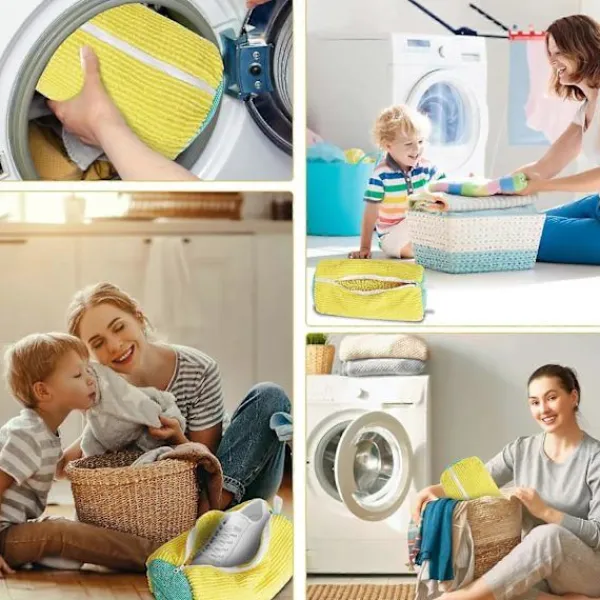Tvättillbehör-Tvättväska för sneakers, 2-pack tvättpåsar med dragkedja, skotvättpåse, tvättväska för sneakers för tvättmaskin