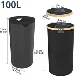 UISEBRT Soptunnor-100L Återvinningsbox för Återvinningsbara Flaskor med Lock och Transportväska, Återvinningskärl för Tomma,