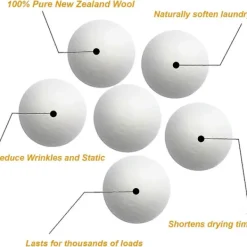 Torktumlare-Ulltorkbollar (6-pack), Torktumlarebollar för tvätt för att minska torktiden, statisk elektricitet och rynkor - Naturligt mjukmedel - Handgjorda - Yx | Fyndiq