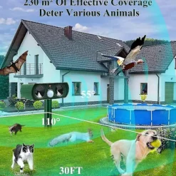 Skadedjur & Insekter-Ultraljud Kattskrämma, Solar Djurfördrivare Ultraljudsskydd Vattentät Med Rörelsedetektor Och Blixt, Mårdskrämma Solar Djuravvisare Hundskr