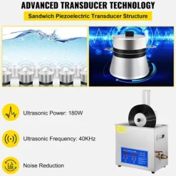 DUOKU Städmaskiner-Ultraljuds Diskrengöringsmaskin--6 L-Hela Set med Torkställning