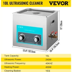 OEM Städmaskiner-Ultraljudsrenare, Justerbar Uppvärmning, Tank av 304 Rostfritt Stål,10 liter