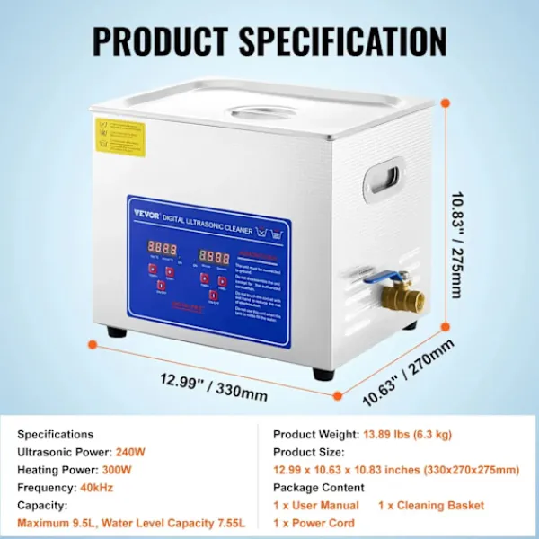 OEM Städmaskiner-Ultraljudsrenare, Kraftfull 600W Ultraljudseffekt, Stor 27,2L Kapacitet,10 liter