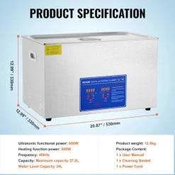 OEM Städmaskiner-Ultraljudsrenare, Kraftfull 600W Ultraljudseffekt, Stor 27,2L Kapacitet,30 liter