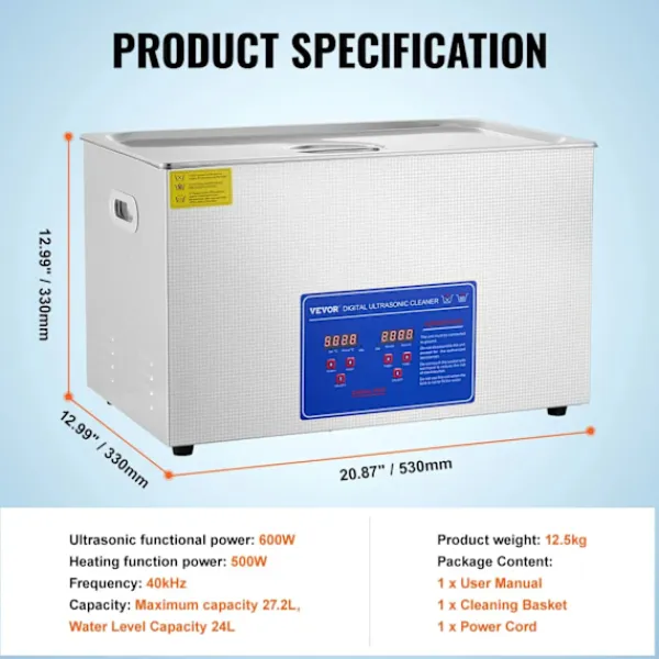 OEM Städmaskiner-Ultraljudsrenare, Kraftfull 600W Ultraljudseffekt, Stor 27,2L Kapacitet,30 liter
