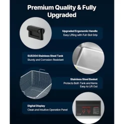 DUOKU Städmaskiner-Ultraljudsrengörare 50 L--Ultraljudsrengöringsapparat 840 W 40 kHz-med Digital Skärm-i Rostfritt Stål