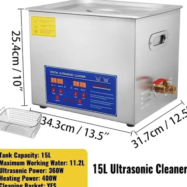 OEM Städmaskiner-Ultraljudsrengörare, 6L kapacitet, rostfritt stål, 40kHz frekvens,15L