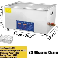 OEM Städmaskiner-Ultraljudsrengörare, 10L kapacitet, 240W effekt,22L-480W