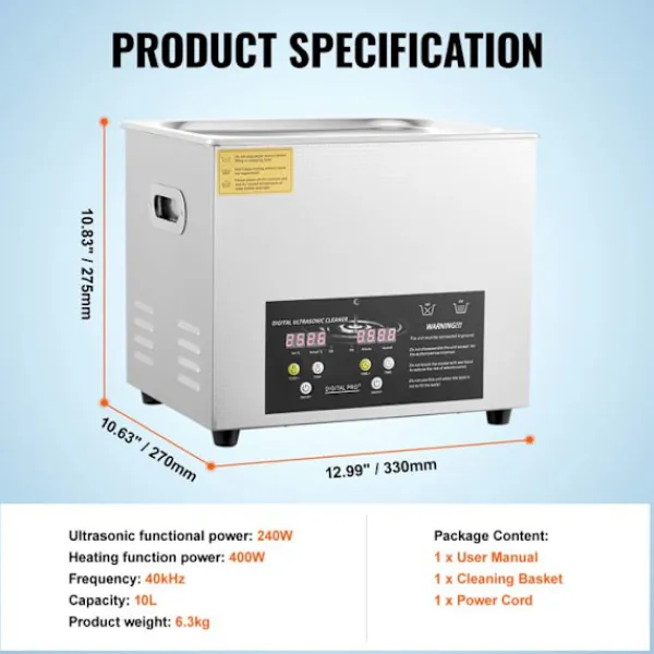 DUOKU Städmaskiner-Ultraljudsrengörare--10 L-Digital professionell laboratorierengörare med timer