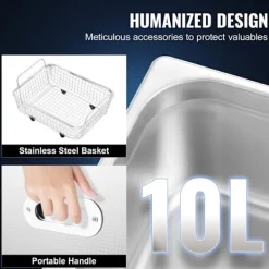 DUOKU Städmaskiner-Ultraljudsrengörare--10 L-Digital professionell laboratorierengörare med timer