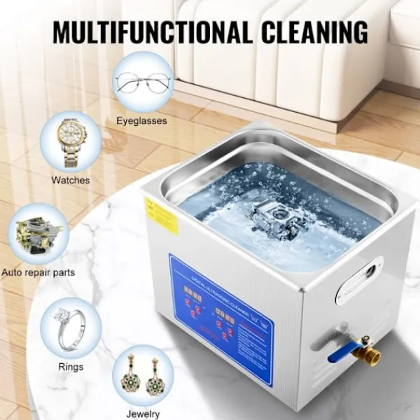 DUOKU Städmaskiner-Ultraljudsrengörare--9.5 L-Rostfritt Stål-med Digital Termostat och Smyckenrengöring