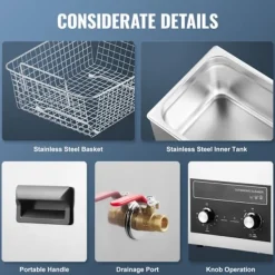 DUOKU Städmaskiner-Ultraljudsrengörare--10 L-Sonic Kavitation Maskin 240W med Värme och Timer