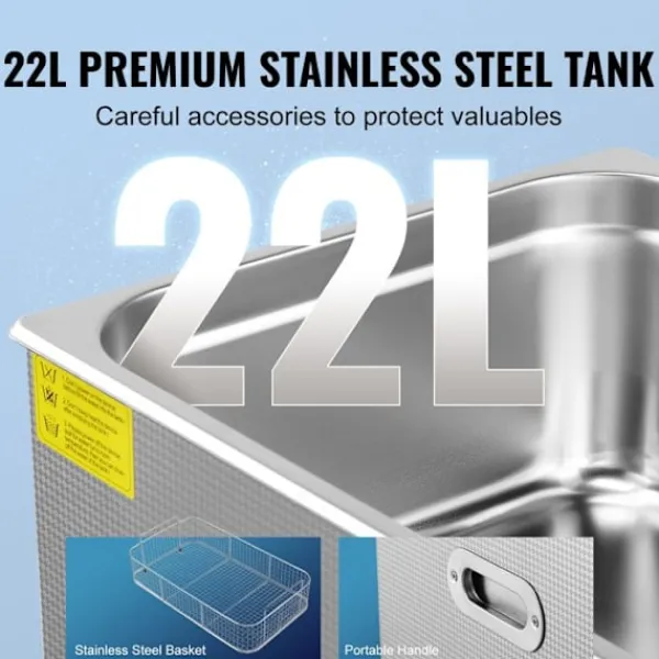 DUOKU Städmaskiner-Ultraljudsrengörare--22 L-Digital timer och uppvärmning-Rostfritt stål