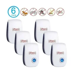 Skadedjur & Insekter-Ultraljudsskrämma, 6-pack Ultraljuds Musavvisare, Effektiv Mot Möss, Råttor, Flugor, Spindlar, Säker och Giftfri