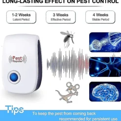 FJORD Skadedjur & Insekter-Ultraljudsskrämma, Ultraljuds Muspaket Om 6, Ultraljuds Mus Och Råtta Effektiv Mot Möss, Råttor, Flugor, Myggor, Skadedjur, Spindlar, Kackerlackor