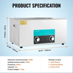DUOKU Städmaskiner-Ultraljudstvätt-- 22 L-Professionell Kontrollenhet med Värme och Timer-Rostfritt Stål 304