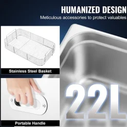 DUOKU Städmaskiner-Ultraljudstvätt-- 22 L-Professionell Kontrollenhet med Värme och Timer-Rostfritt Stål 304