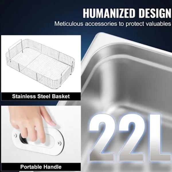 DUOKU Städmaskiner-Ultraljudstvätt-- 22 L-Professionell Kontrollenhet med Värme och Timer-Rostfritt Stål 304