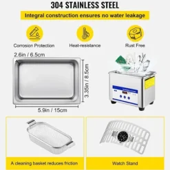 DUOKU Städmaskiner-Ultraljudstvätt--0,8 L-Digital Timer-Rostfritt stål-35 W