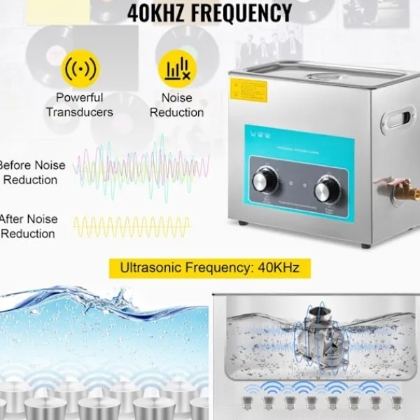DUOKU Städmaskiner-Ultraljudstvätt--6,5 L-Digital Timer och Värme-Rostfritt stål