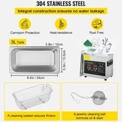 DUOKU Städmaskiner-Ultraljudstvätt--3 L-Digital Professionell Laboratorietvätt med Timer