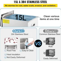 DUOKU Städmaskiner-Ultraljudstvätt--15 L-Justerbar frekvens 36 kHz ~ 40 kHz-Digital timer och uppvärmning
