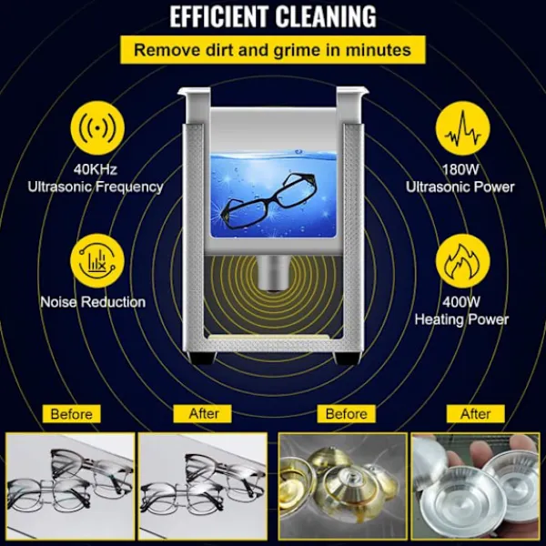 DUOKU Städmaskiner-Ultraljudstvätt--6 L-med Timer-Värme 400 W-Ultraljudseffekt 180 W