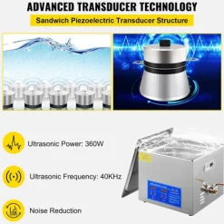 DUOKU Städmaskiner-Ultraljudstvätt--15 L-Rostfritt Stål-med Digitaltimer och Smyckesrengöring