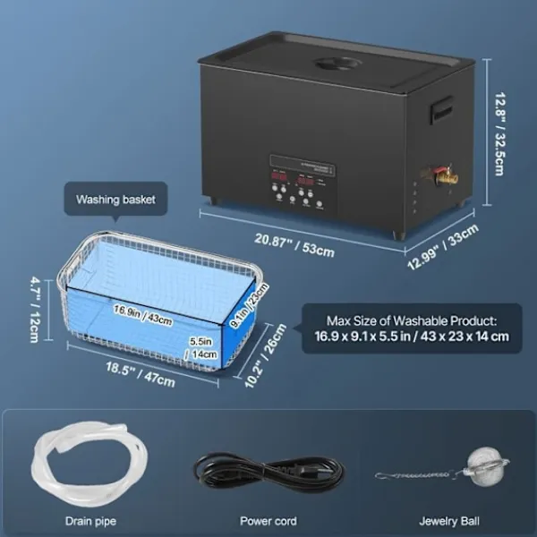 DUOKU Städmaskiner-Ultraljudstvätt--30L-Digital Rengöringsmaskin 600 W 40 kHz-med Timer, Värme, Avgasning och Skonsamt Läge