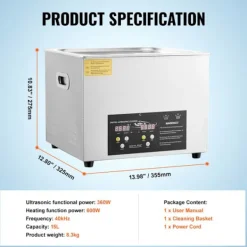 DUOKU Städmaskiner-Ultrasonic Cleaner--15 L-med Timer, Uppvärmning 600 W, Ultrasonic Effekt 360 W