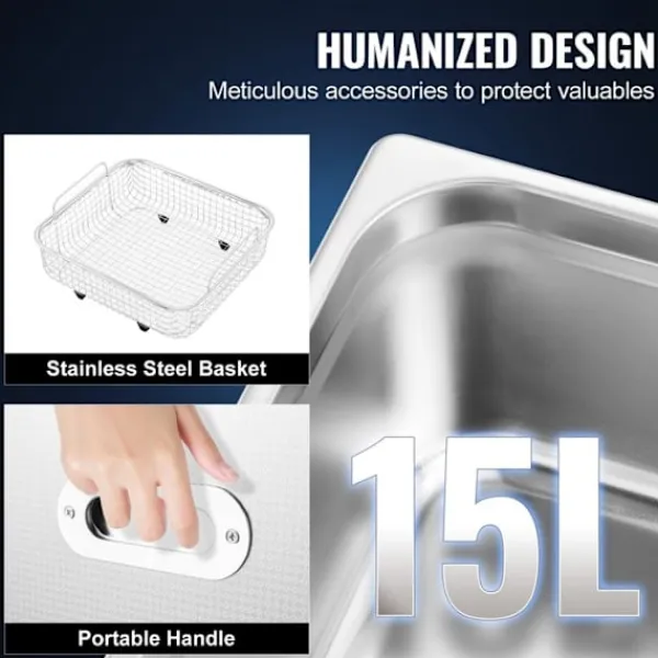 DUOKU Städmaskiner-Ultrasonic Cleaner--15 L-med Timer, Uppvärmning 600 W, Ultrasonic Effekt 360 W