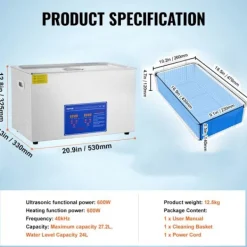 DUOKU Städmaskiner-Ultrasonisk Rengörare--27,2 L-Digital Timer och Värme-Rostfritt Stål-40kHz