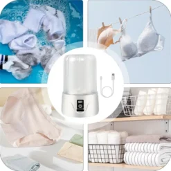 Tvättmaskiner-Underkläder, Liten Bärbar Tvättmaskin - Resetvättmaskin, Uppladdningsbara Rengöringsverktyg med Justerbara Lägen för Babykläder, Underkläder