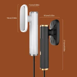 Ångtvättar-Uppgraderad Bärbar Strykjärn, Roterbart Handhållet Ångstrykjärn, Vikbart Resevänligt Klädstrykjärn (Svart)