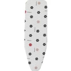 Strykjärn-Uppgraderat Brännmärkesresistent Strykbrädsöverdrag med Tryckt Mönster, Dragsko och 2 Extra Förtjockade Kuddar 110 x 34 cm