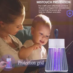 Skadedjur & Insekter-Uppladdningsbar Insektsdödare för Hem och Camping - Myggdödare med Säkerhetsgaller, Sladdlös Flugfälla med Lila Ljus, USB-laddning