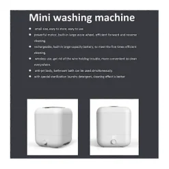 Tvättmaskiner-Uppladdningsbar 5L Mini Tvättmaskin 5/10/20 Minuters Tvättid Portabel Tvättmaskin för Strumpor Underkläder