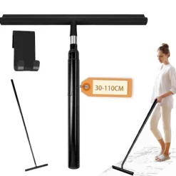 Fönsterrengöring-Utdragbar Duschskrapa med Långt Handtag Fönsterputsare för Badrumsglas 30-110cm Svart