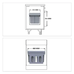 B2X Soptunnor-Utdragbar källsortering 4 st sopkärl